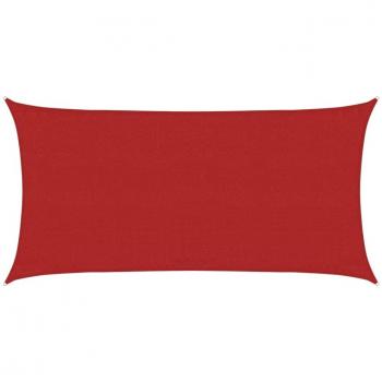 Toldo de vela rectangular HDPE 160 g/m² 3x6 m Color Rojo