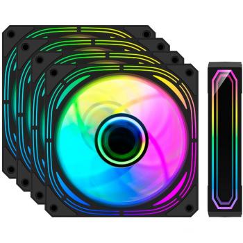 Kit de 4 Ventiladores ARGB Coolbox Infinity Pro 120 mm Silenciosos con Rodamiento Hidráulico y Gran Flujo de Aire