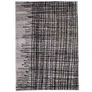 Alfombra Abstracta de Poils Cortos con Diseño de Líneas Cruzadas 120 x 170 cm Gris