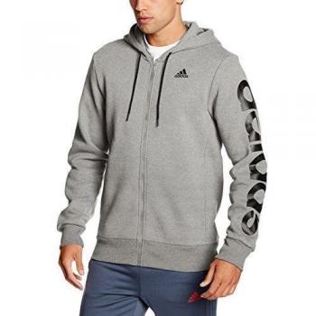 adidas Lin Fz Hood B - Sudadera para hombre, color gris, talla S