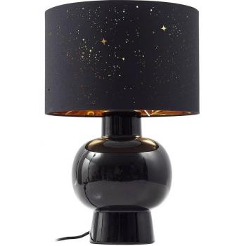 Lámpara de mesa Arved de Lindby, negra, textil y cerámica, 46 cm