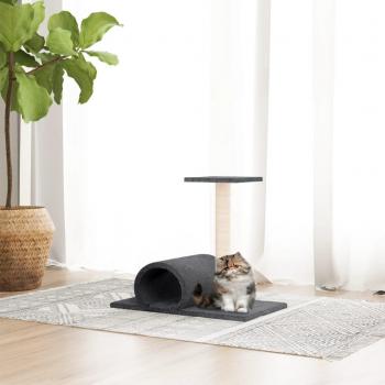 Poste arranhador para gatos con túnel gris oscuro 60x34,5x50cm