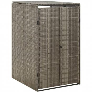 Gray Poly Rattan Wheelie Bin Shed 70 x 80 x 117 cm
