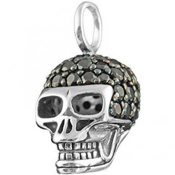 Colgante de plata esterlina unisex con calavera de pavé negro Thomas Sabo PE480-051-11