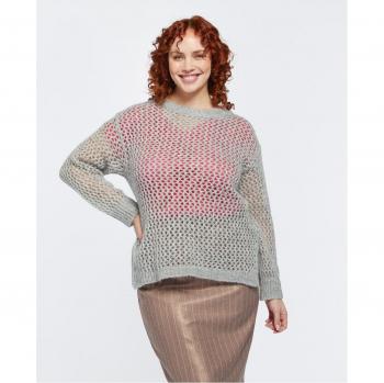 Suéter calado de mezcla de mohair con cuello barco