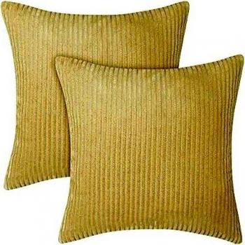 Amazon Brand - Umi Fundas para Cojin de Color Liso Cuadrado Suave 2 Piezas 65x65cm Beige