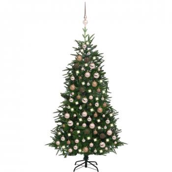 Árbol de Navidad artificial con LED y bolas PVC&PE verde 180 cm