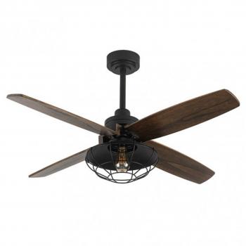 Ventilador de Techo DC Aquilo Negro 1xE27 4 Aspas Roble