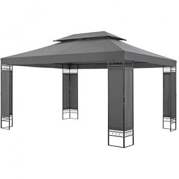 Carpa de Recepción Lanciano 400x300x265 cm con Doble Techo Impermeable y Estructura de Acero en Gris Oscuro