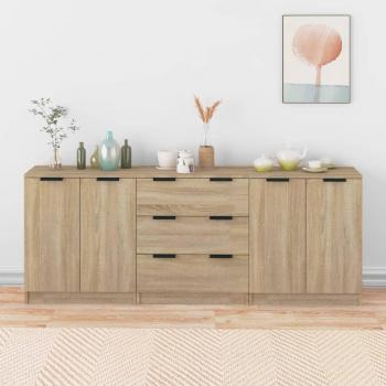 Aparador de 3 Piezas Sonoma Madera Multicapa Color Roble