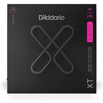 D'Addario XTB45130 Nickel Plated Steel Long Scale 5-String Bass Strings Set (Regular Light, Gauge 45-130)