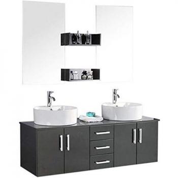 Mueble de Baño Negro Simba 150 cm con Lavabo Incluido - Diseño Moderno Butterfly