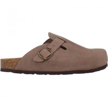 Sandalias Yokono para mujer en color marrón, modelo Zuecos Mules Nobuck Tabaco