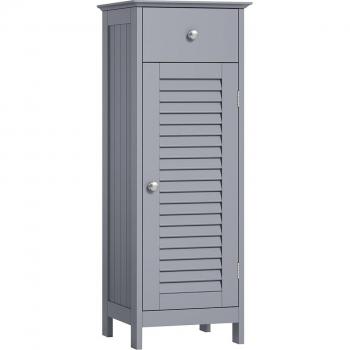 Armario de Baño Estrecho con Puerta Estilo Persiana y Cajón - Estantes Interior Amplio, Dimensiones 30x32x87 cm, Ideal para Baño o Dormitorio