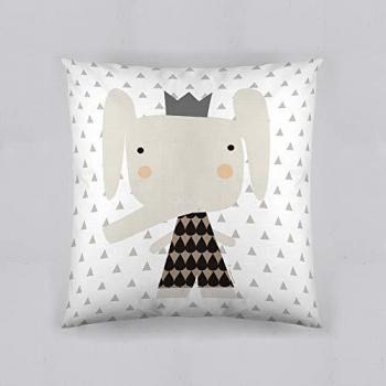 HACIENDO EL INDIO Elefante Funda de cojín, Algodón, Blanco, Gris