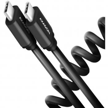 AXAGON Cable Twister BUCM Activo USB-C, para USB-C - 0.6M, cable de sincronización y carga, USB-C -> USB-C, trenzado, negro, longitud de 0.6 metros