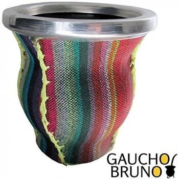 Mate de Vidrio Forrado en Tela Aguayo Para Yerba Mate