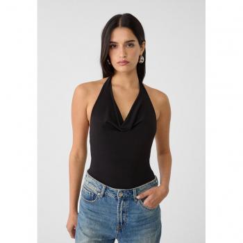 Stradivarius Draped Black Bodysuit XS