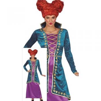 Disfraz de Bruja Lila Mágica para Mujer - Vestido Morado y Turquesa, Talla S