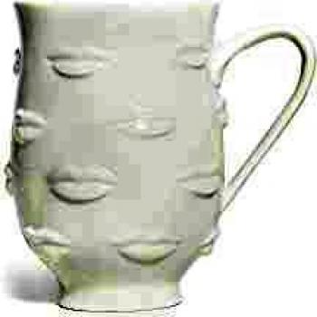 Taza de gala de Jonathan Adler, porcelana blanca esmaltada, taza de porcelana con diseño de boca, taza de café con diseño de labios, hecha a mano