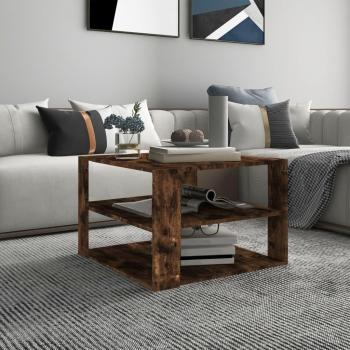 Mesa de centro de roble ahumado 60x60x40 cm en madera multicapa y contrachapada, color marrón