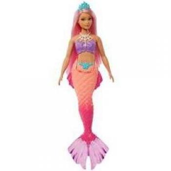 Barbie Dreamtopia Sirena Pelo Rosa con Cola Coral y Corona Azul