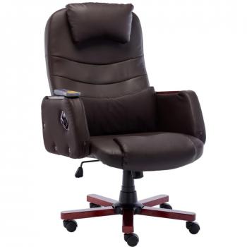 Silla de oficina de masaje marrón en cuero