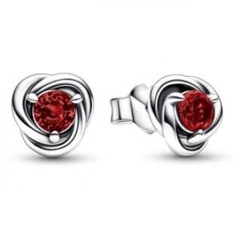 Pendientes de Botón Pandora Círculo Eternity Enero en Rojo