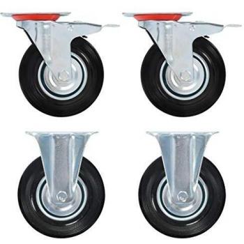 vidaXL 8x Ruedas Fijas y Giratorias Manipulación Materiales Muebles Bancos Trabajo Carritos Estanterías Resistencia Golpes Suaves con Diámetro 125mm