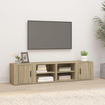 Mueble de TV 2 uds madera contrachapada roble Sonoma 80x31,5x36 cm vidaXL Marrón