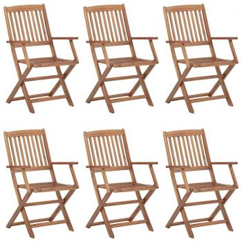 Sillas de exterior plegables de madera maciza de acacia - 6 uds