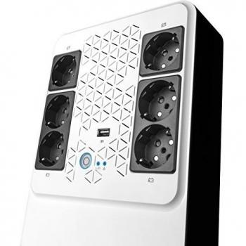 Legrand Keor Multiplug UPS 800VA 480W Line-Interactive with 6 Schuko Outlets and Integrated Protection, 10-15 Minutes Autonomy, White and Black, Model 310082
