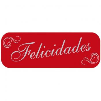 Rollo etiquetas felicidades rojo 250 ud