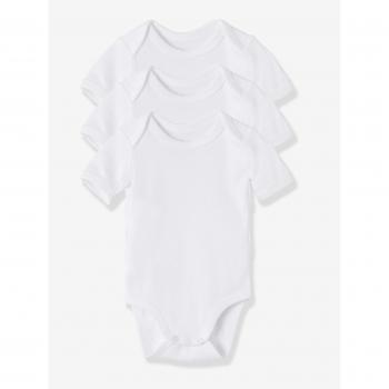 VERTBAUDET Lote de 3 bodies blancos de manga corta 100% algodón bebé Blanco 3M - 60CM