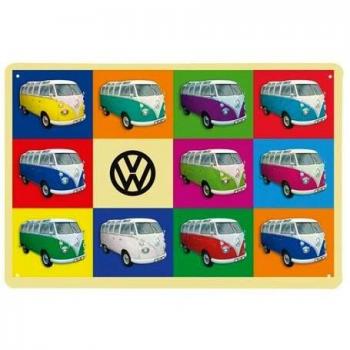 Brisa VW Collection - Volkswagen Furgoneta Hippie Bus T1 Van Placa Metálica, Cartel de Metal para Pared, Chapa Decorativa Vintage, Póster para Hogar/Taller/Regalo/Souvenir
