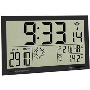 Bresser LCD Reloj METEOROLÓGICO DE Pared MYTIME Jumbo, 7001800CM3000, Negro