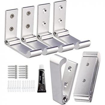 Ganchos de pared OHIYO Paquete de 6 ganchos de abrigo plegables para colgar abrigos para chaqueta, toalla, llave, bolsos, pared monumental plateado