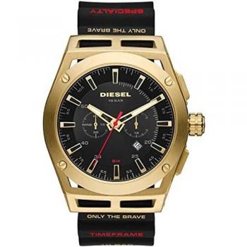 Diesel Men's Rasp Chrono Stainless Steel Watch with Leather Strap