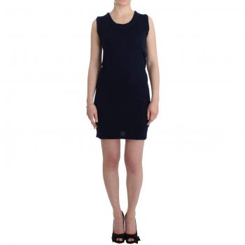 John Galliano Elegant Knee-Length Blue Cotton Jersey Dress - Size XS