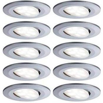 Set de 10 Luminarias Empotradas LED Calla, Redondas, 6W, 4000K, IP65, Cromo Mate