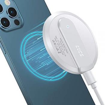 EUCG Cargador Magnético Inalámbrico Compatible con MagSafe Rápido 15W con tecnología FreezeCharge para iPhone 12/ iPhone 12 Pro/iPhone 12 Pro MAX/iPhone 12 Mini Airpods 2 y Airpods Pro