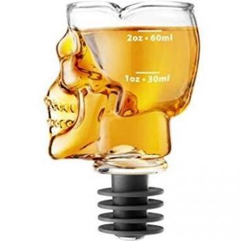 Final Touch Brain Freeze Jigger & Stopper - Glass Skull Spirit Measure and Bottle Stopper by Final Touch