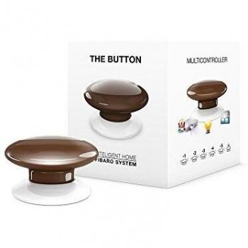 Fibaro FGPB-101-7 Botón Inalámbrico para Gestión de Alarmas y Escenas Configurables en Hogares Inteligentes, Color Marrón