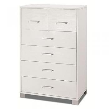 Cómoda Alta Bianco Cenere con 6 Cajones - 70x41x112 cm