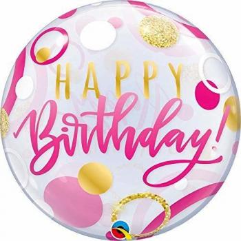 Qualatex 87745 - Globo de cumpleaños con diseño de lunares rosas y dorados