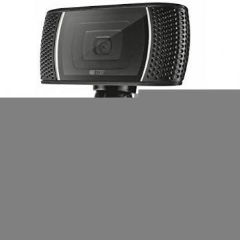 Trust Trino HD Webcam con Microfono, 1280 x 720, Enfoque Fijo, Soporte Universal, USB 2.0, Camara Web soporte Windows, Mac, para Portátil, PC, Ordenador, Videoconferencias, Skype, Teams - Negro