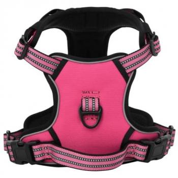 Arnés para perros rosa M ajustable con bandas reflectantes