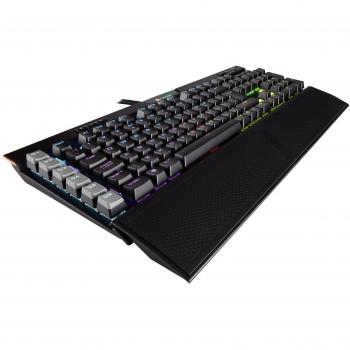 Teclado Mecánico Corsair K95 RGB Platinum USB QWERTY Inglés UK (Interruptores Cherry MX Marrones, Retroiluminación RGB Multicolor por Tecla, Reposamuñecas de Doble Cara, Color Negro)
