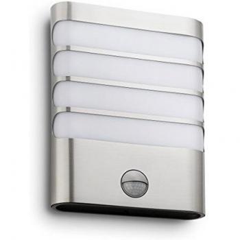 Philips myGarden Raccoon - Aplique, iluminación exterior, con sensor de movimiento, LED, luz blanca cálida, IP44, color gris