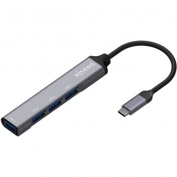 Aisens A109-0541 Hub USB 3.1 Tipo-C a 4x USB Tipo-A Hembra, Gris, 10cm